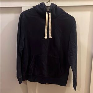 Black Hoodie with Cream Drawstrings